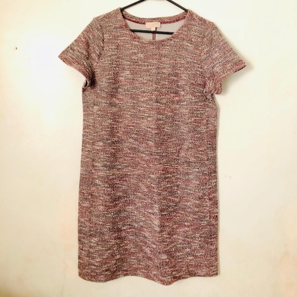 Red Multicolored Tweed Dress